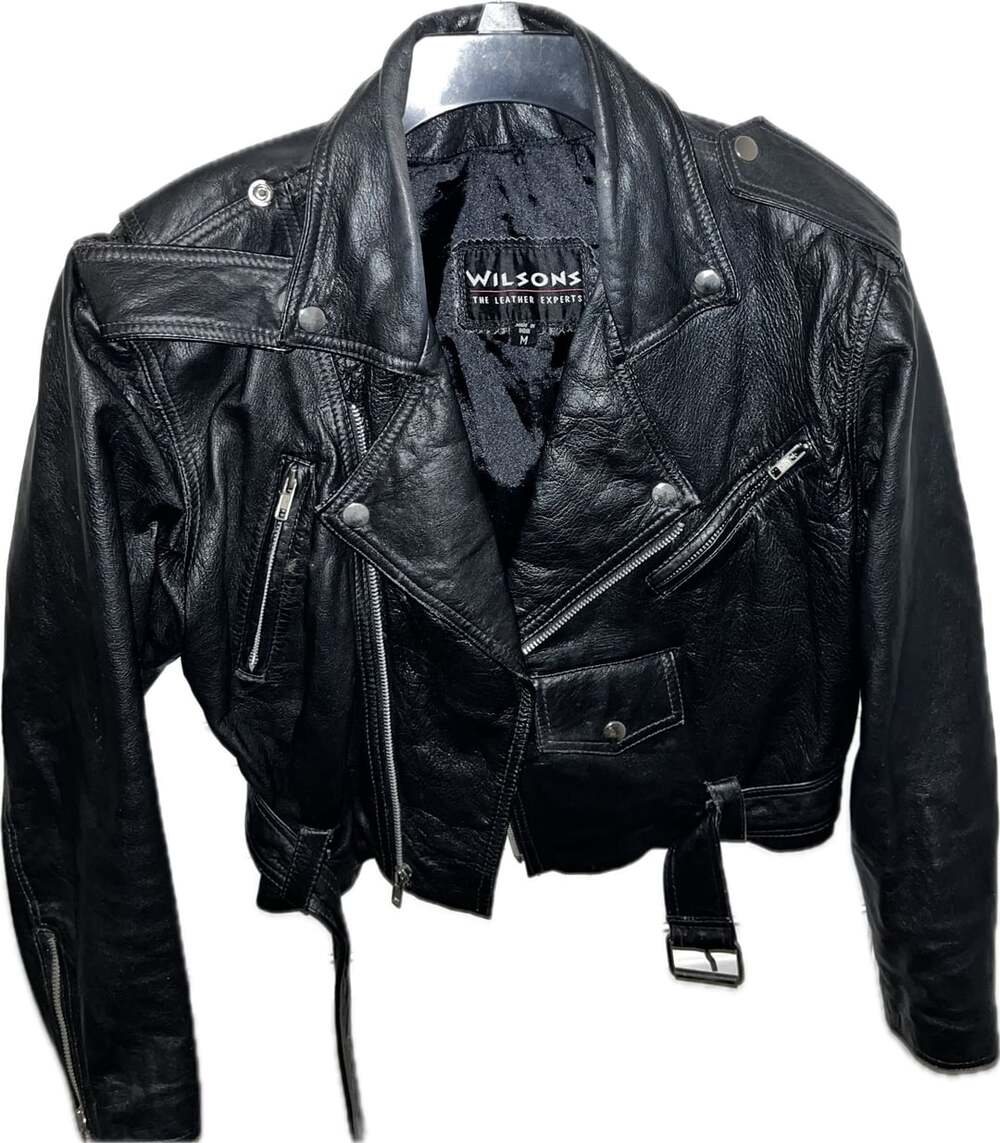 Wilsons Leather Motorcycle Jacket Size M Black Leather Biker Moto